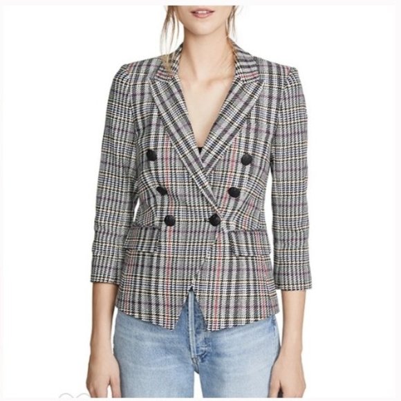 Veronica Beard Double Breasted Plaid Empire Dickey Blazer Jacket 2 - Picture 2 of 16